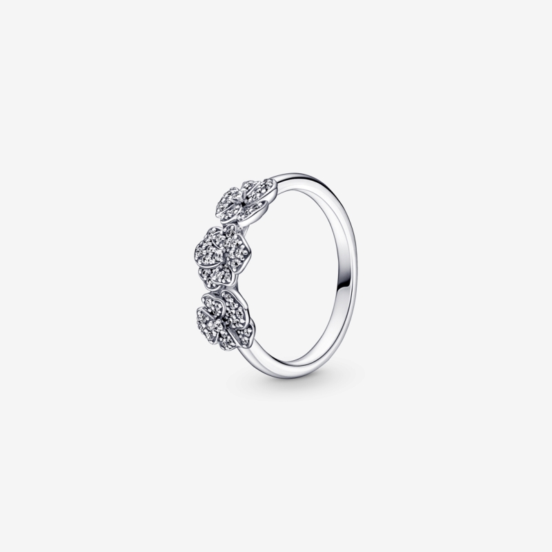 Anillo Pandora Triple Flor Pensamiento 190786C01