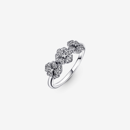 Anillo Pandora Triple Flor Pensamiento 190786C01