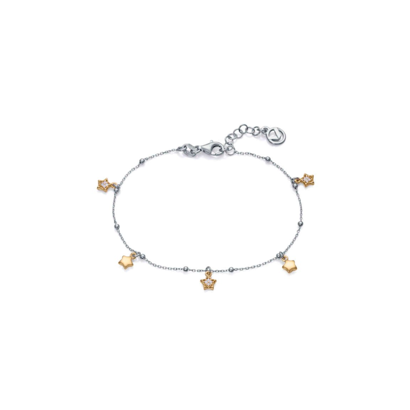 Pulsera Viceroy Plata Baño Rodio Y Estrellas Doradas 1338P000-30