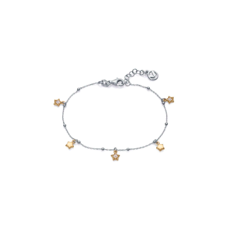 Pulsera Viceroy Plata Baño Rodio Y Estrellas Doradas 1338P000-30
