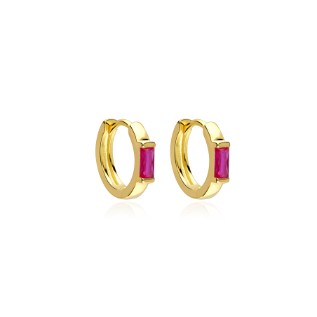Aros Plata primera ley y circonita fucsia "Sukoshi"