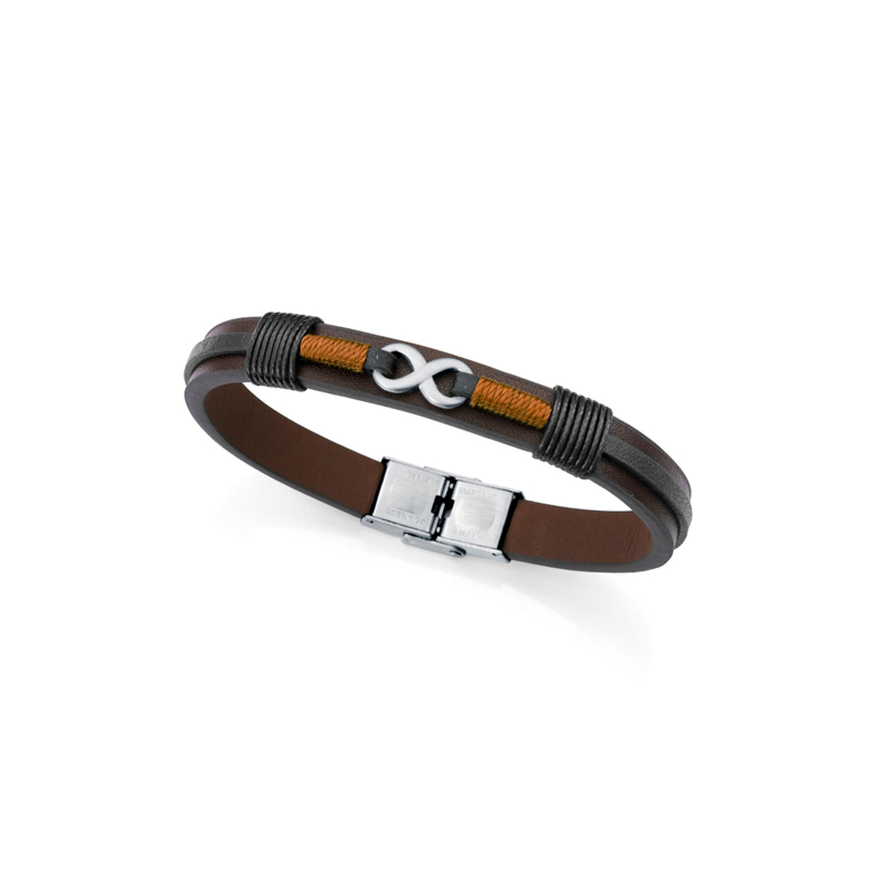 Pulsera Viceroy Acero Y Piel Negra Y Marrón 75380P01011