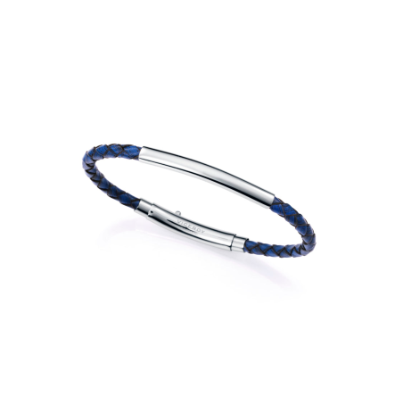 Pulsera Viceroy Acero Tubular Y Piel Azul 15163P01013