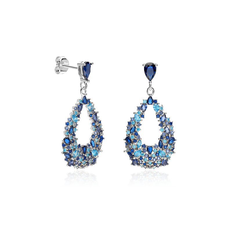 Pendientes Plata primera ley y circonitas "Deluse"