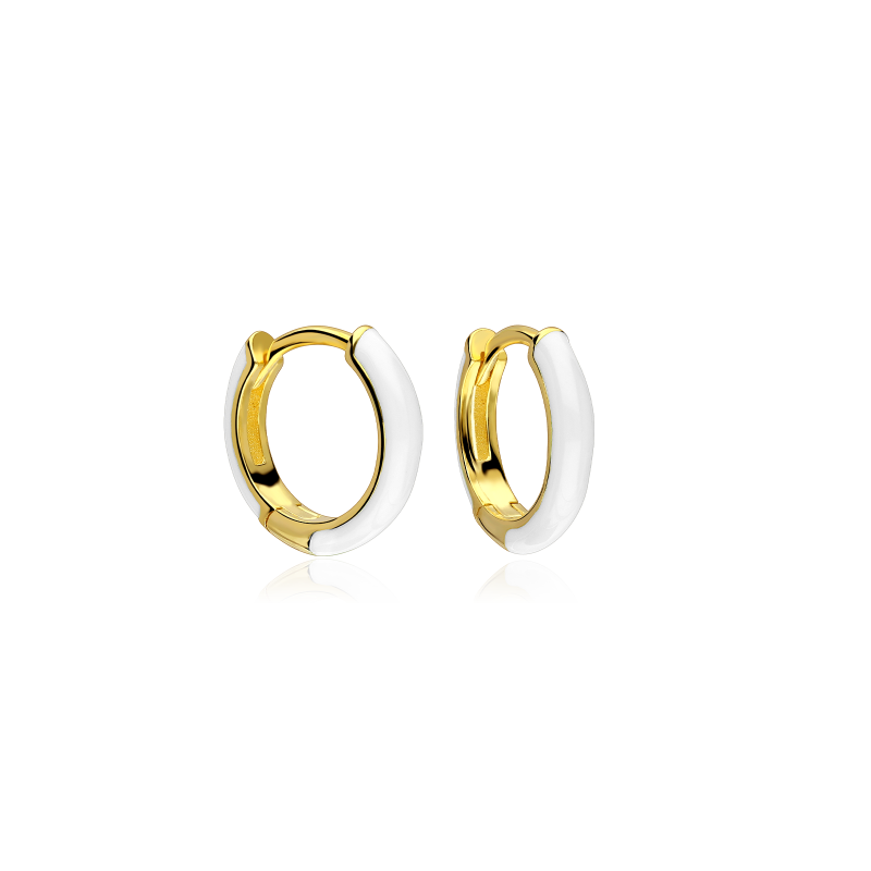 Aros Plata baño y esmalte blanco "Suchim" Aros Plata baño y esmalte blanco "Suchim"