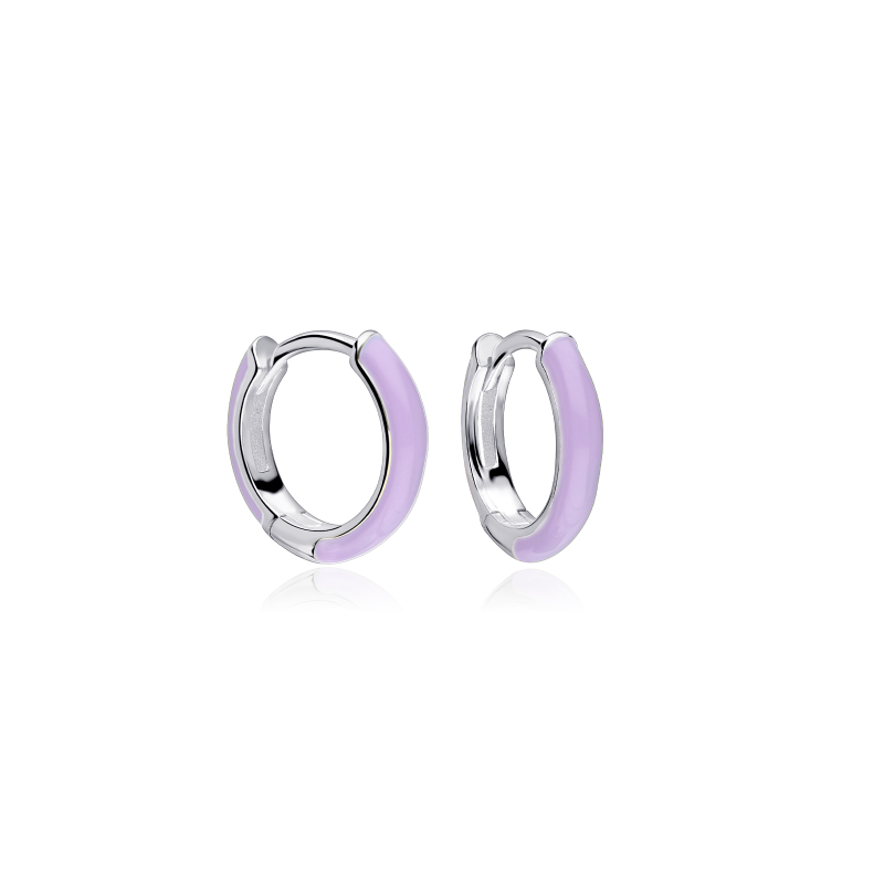 Aros Plata primera ley y esmalte violeta "Suchim"