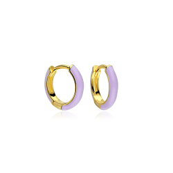 Aros Plata baño oro y esmalte violeta "Suchim"