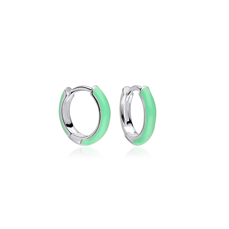 Aros Plata primera ley y esmalte verde "Suchim"