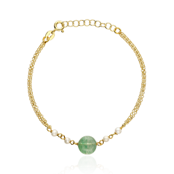 Pulsera Plata y baño Oro perlas "Grün"
