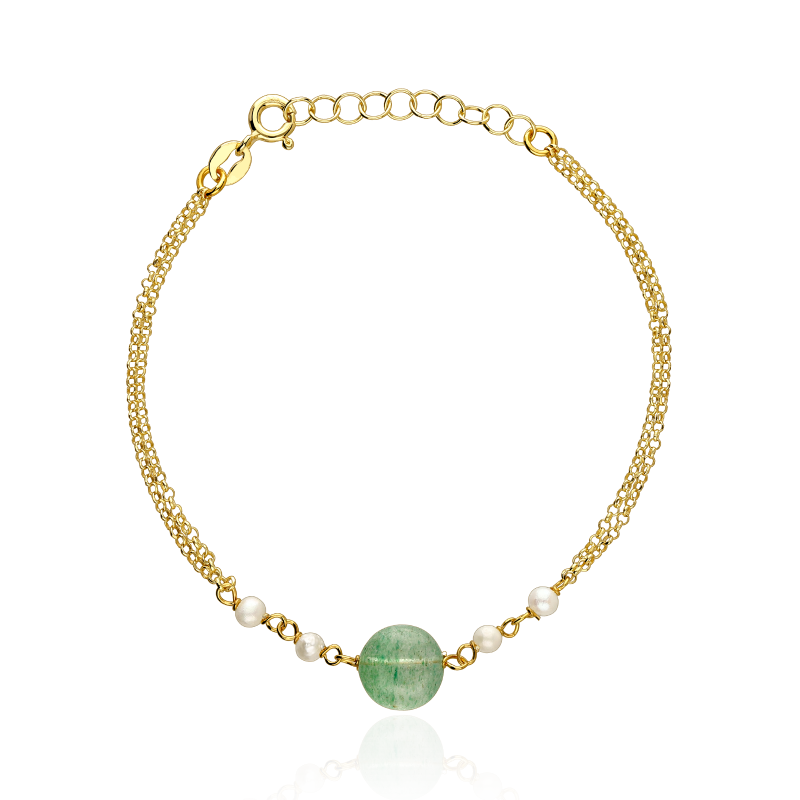 Pulsera Plata y baño Oro perlas "Grün"