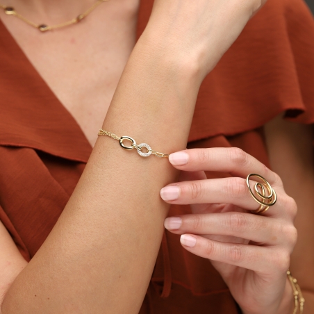 Pulsera Plata primera ley baño Oro "Mya"