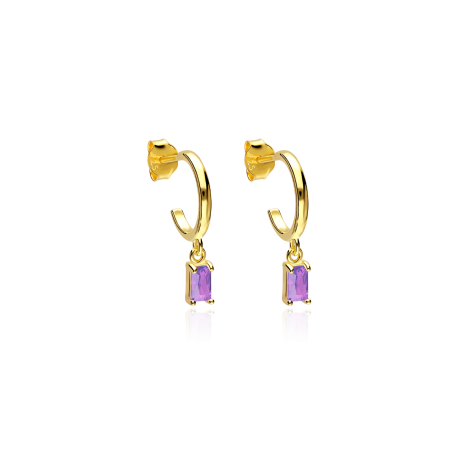 Aros Plata baño y circonitas violetas "Gelatto"