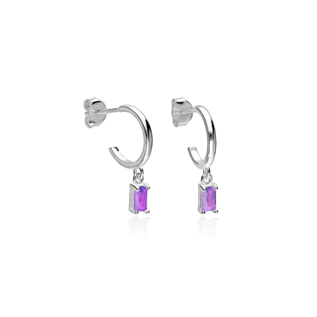 Aros Plata baño y circonitas violetas "Gelatto"
