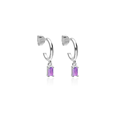 Aros Plata baño y circonitas violetas "Gelatto"