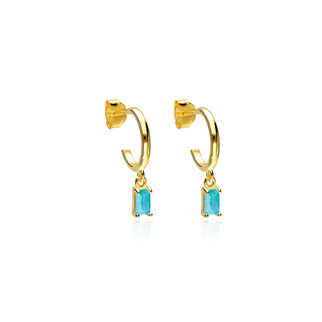 Aros Plata baño y circonitas azules "Gelatto"