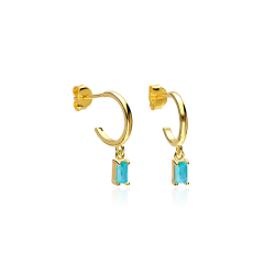 Aros Plata baño y circonitas azules "Gelatto"