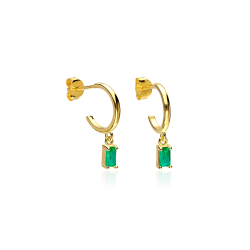 Aros Plata baño y circonitas verdes "Gelatto"