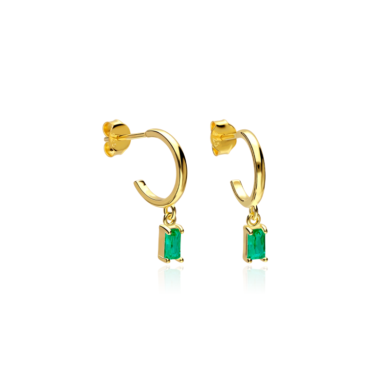 Aros Plata baño y circonitas verdes "Gelatto"