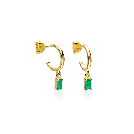 Aros Plata baño y circonitas verdes "Gelatto"