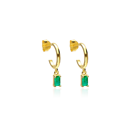 Aros Plata baño y circonitas verdes "Gelatto"