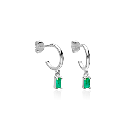 Aros Plata primera ley y circonitas verdes "Gelatto"