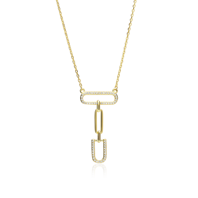 Gargantilla Plata baño Oro 18k y circonitas "Libre"