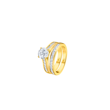 Anillo Lotus Silver Plata Baño Oro Y Circonitas LP3554-3/212