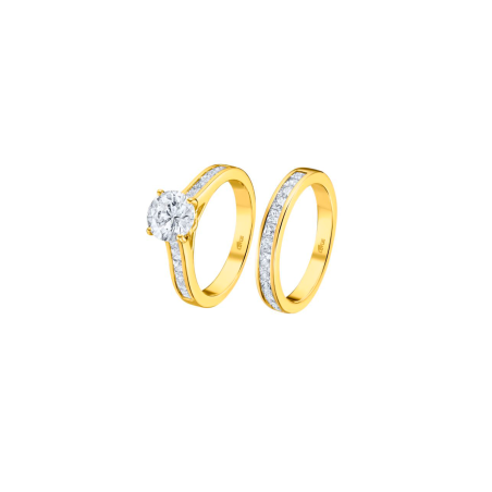 Anillo Lotus Silver Plata Baño Oro Y Circonitas LP3554-3/212