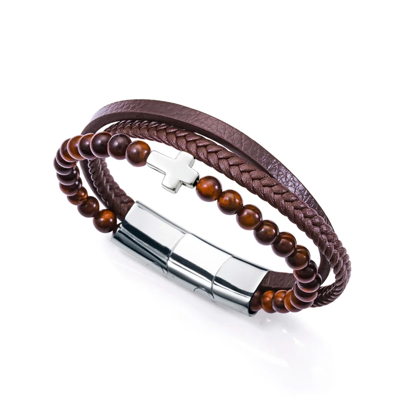 Pulsera Viceroy acero y piel 14124P01011