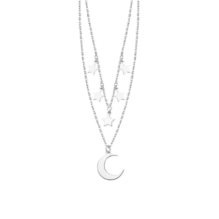 Collar Lotus Silver Doble Luna Y Estrellas LP3258-1/1
