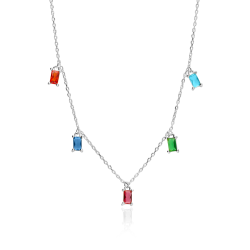 Gargantilla plata y circonitas colores "Zante"