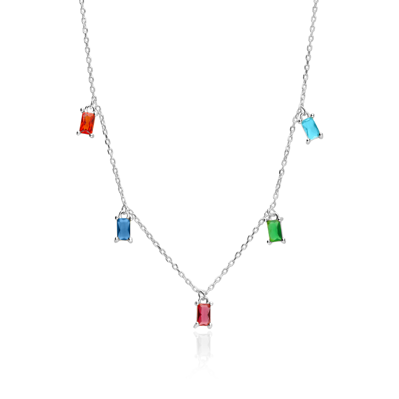 Gargantilla plata y circonitas colores "Zante"