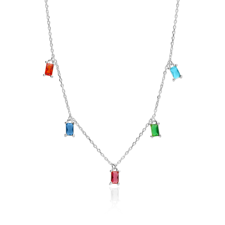 Gargantilla plata y circonitas colores "Zante"