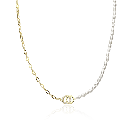 Gargantilla Plata primera ley circonitas y perlas "Eva"
