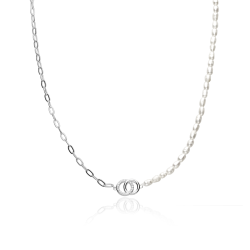 Gargantilla Plata primera ley circonitas y perlas "Eva"