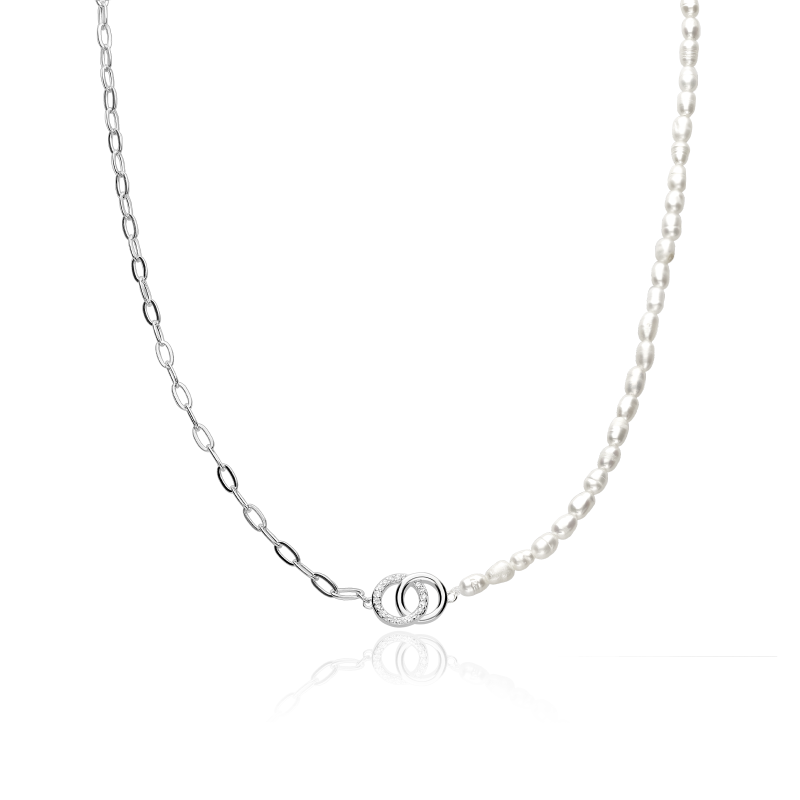 Gargantilla Plata primera ley circonitas y perlas "Eva"