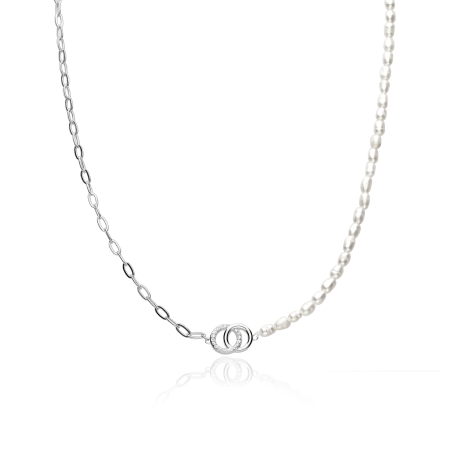 Gargantilla Plata primera ley circonitas y perlas "Eva"