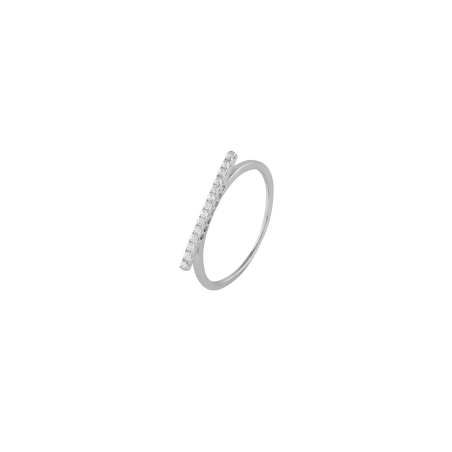 Anillo Itemporality Plata Barra Horizontal Y Circonitas SRN-101-103