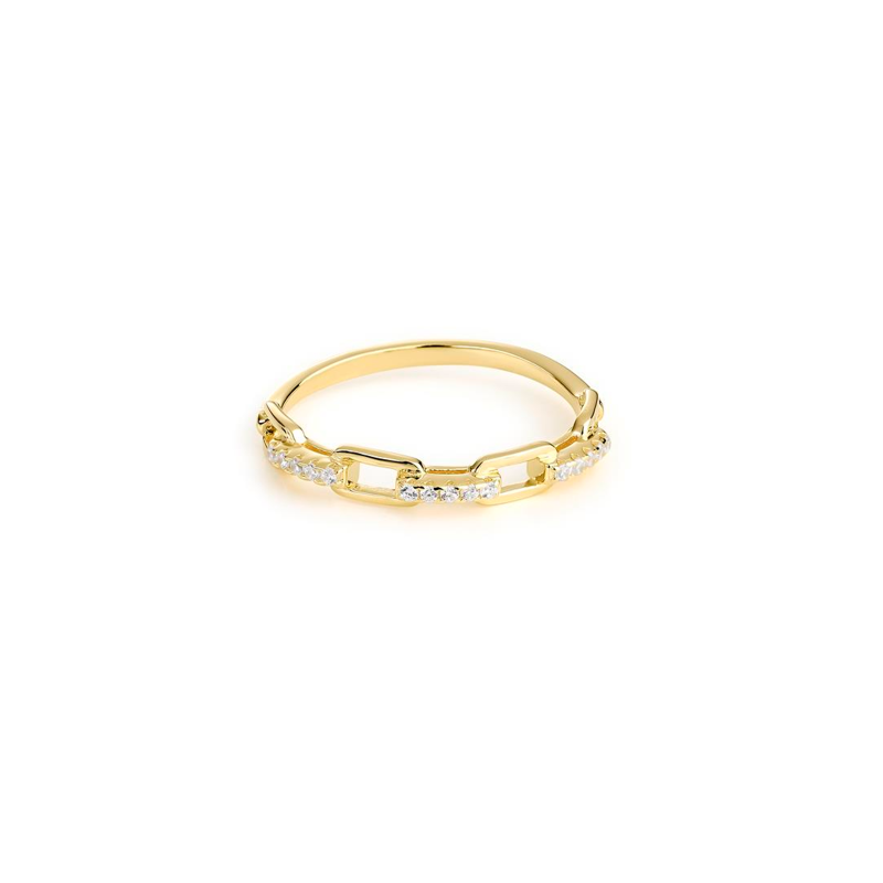 Anillo Itemporality Join Plata Baño Oro Eslabones Y Circonitas SRN-201-107