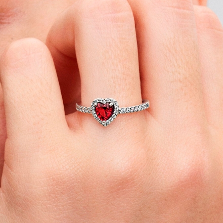 Anillo Pandora Corazón Nivelado Rojo Brillante 198421C02
