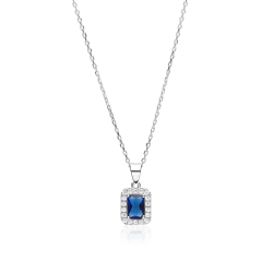 Gargantilla plata y circonitas azul "Austen"