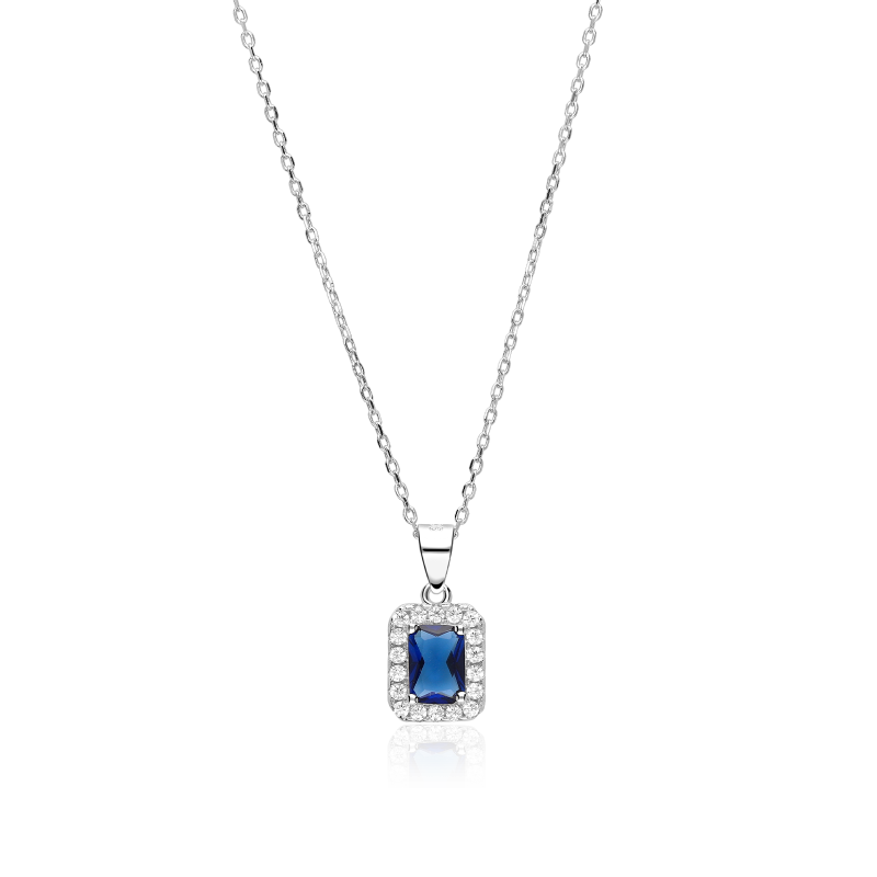 Gargantilla plata y circonitas azul "Austen"