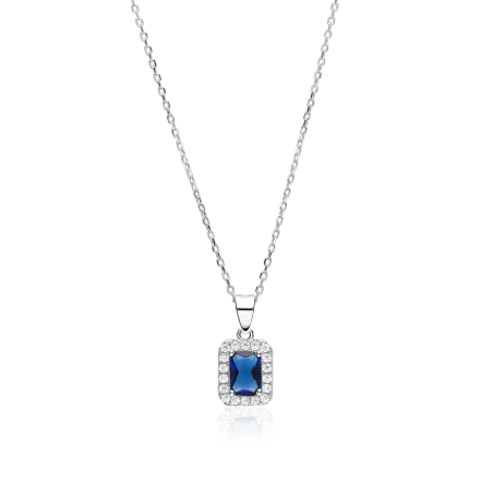 Gargantilla plata y circonitas azul "Austen"