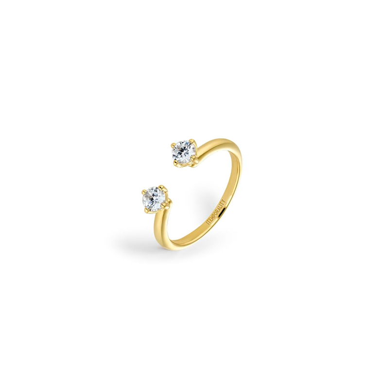 Anillo Itemporality Plata Baño Oro Circonitas Abierto SRN-201-128-12