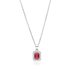 Gargantilla plata y circonitas roja "Austen"