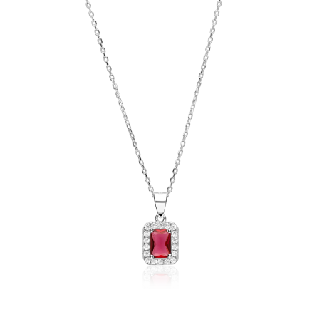 Gargantilla plata y circonitas roja "Austen"