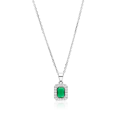 Gargantilla plata y circonitas verde "Austen"