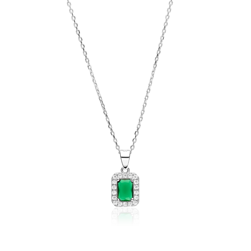 Gargantilla plata y circonitas verde "Austen"