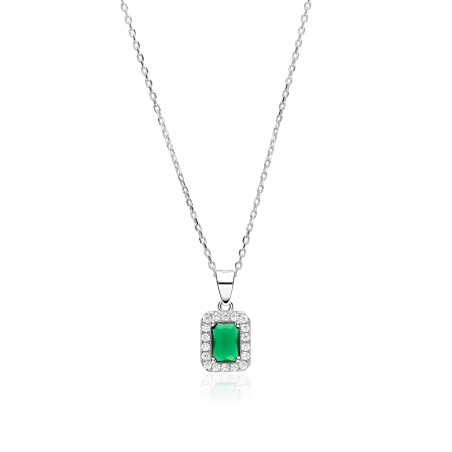 Gargantilla plata y circonitas verde "Austen"