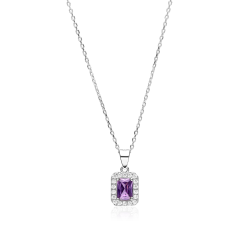 Gargantilla plata y circonitas morada "Austen"